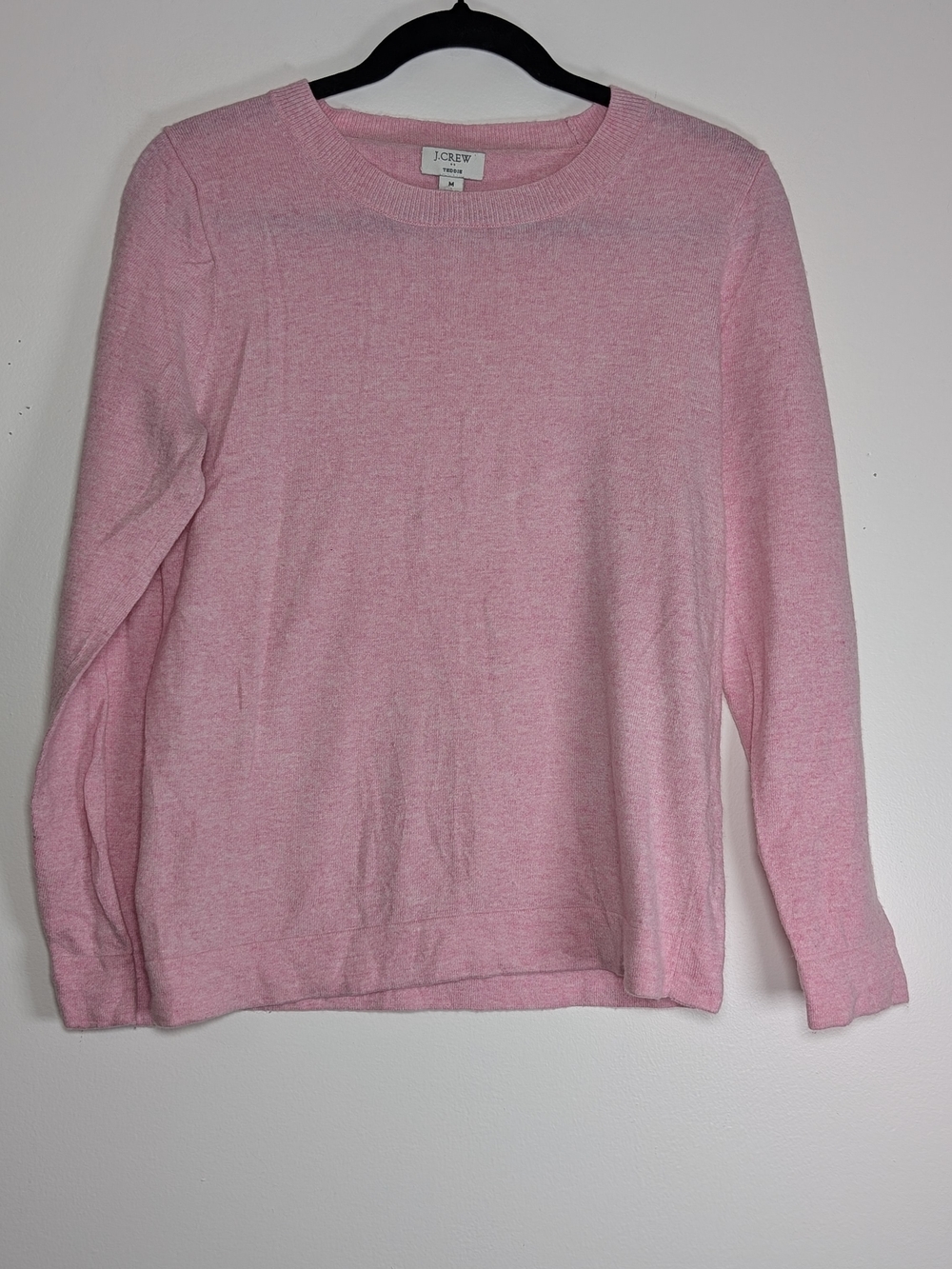 J.Crew Teddie Sweater Medium Pink Heather Crewneck Long Sleeves Soft Preppy Knit - Picture 2 of 9